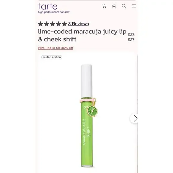 New Tarte Maracuja Juicy Lip & Cheek Shift - Lime - Picture 1 of 3